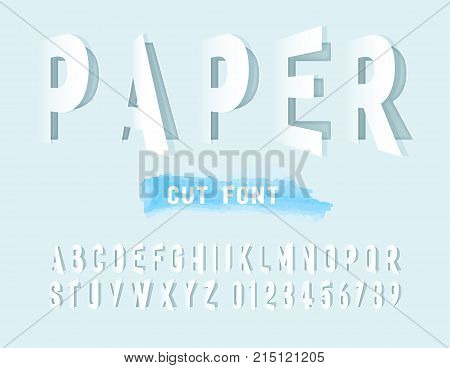 Grey alphabet letters cut out from paper. paper cut alphabet set. Vector illustration