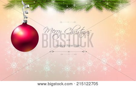 Illustration of christmas background dcorated with tree needles