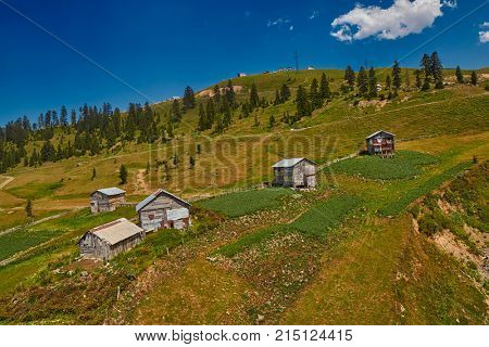 Rural mountain landscapes of Georgian Adjara region near village of Khulo