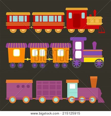 Game gift kids train vector travel railroad transportation toy locomotive illustration. Graphic fun locomotive transport railway vehicle colorful carriage ride.