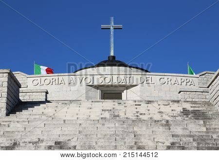 Vicenza, Vi, Italy - December 8, 2015: War Memorial Of First War World Called Ossario Monte Grappa W