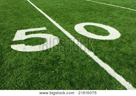 Voetbal vijftig yard lijn