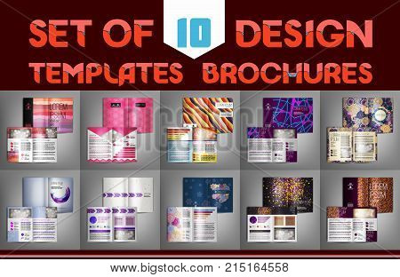 Set of 10 design templates brochures, flyer, leaflet, presentation covers, annual report, magazine. Modern dynamic creative design. Vector illustration layout.