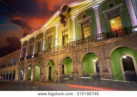 Merida city arcade arcs of Yucatan in Mexico