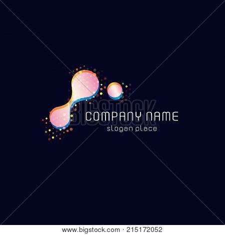 Beautiful colorful abstract vector shape with dots, molecular biology symbol