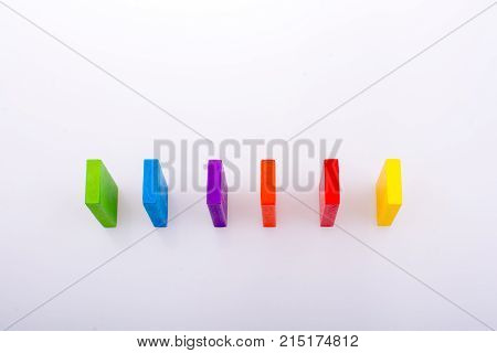 Coorful Domino Blocks On White Background