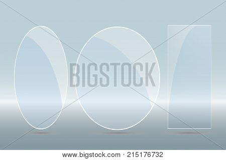 Glass Plates Are Installed. Vector Glass Banners On A Transparent Background. Glass. Glass Paintings