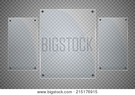 Glass Plates Are Installed. Vector Glass Banners On A Transparent Background. Glass. Glass Paintings