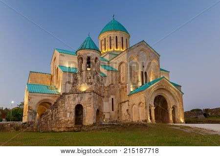 View of the Bagrat temple at sunset. Kutaisi. Georgia.