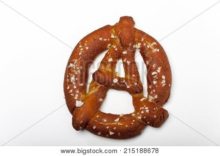 bavarian prezel in the shape of the anarchy sign