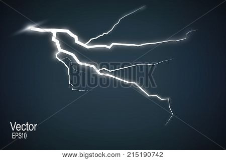 Set Of Lightnings. Thunder-storm And Lightnings. Magic And Bright Lighting Effects. Vector Illustrat
