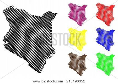Kenya map vector illustration , scribble sketch Republic of Kenya