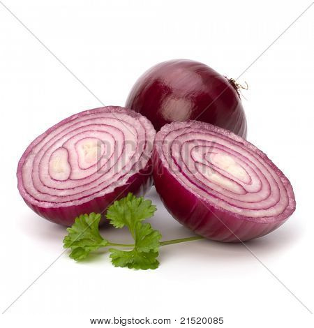 geschnittene Zwiebel und frische Petersilie-Still-Leben isolated on white background