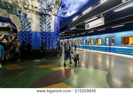 Stockholm, Sweden - 22Nd Of May, 2014. Stockholm Underground Metro Station T-centralen - One Of The