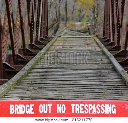Old Railroad Bridge Across the Fox River in Northern Illinois