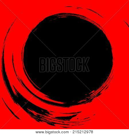Vector black red background. Abstract circle painted with a brush