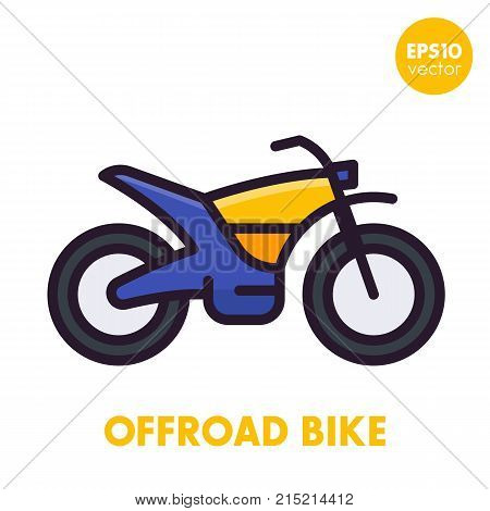 offroad bike, motorcycle icon in flat style with outline, eps 10 file, easy to edit