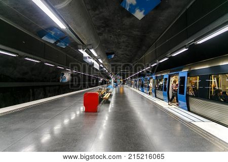 Stockholm, Sweden - 22Nd Of May, 2014. Stockholm Subway, Sweden, Interior Of Vreten