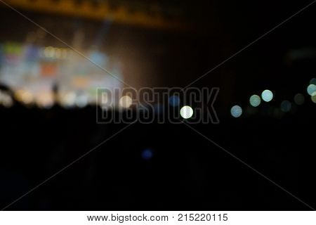 Texture Blur Scene Multicolored Lights And Smoke In Concert With Silhouettes Of Peoplebackground For