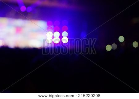 Texture Blur Scene Multicolored Lights And Smoke In Concert With Silhouettes Of Peoplebackground For