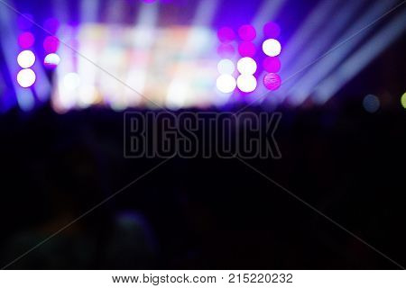 Texture Blur Scene Multicolored Lights And Smoke In Concert With Silhouettes Of Peoplebackground For
