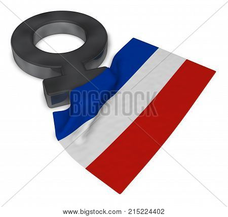 female symbol and flag of schleswig-holstein - 3d rendering