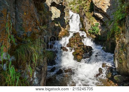 Waterfalls Beltertuyuk, Yelanda. Altai Republic, Russia
