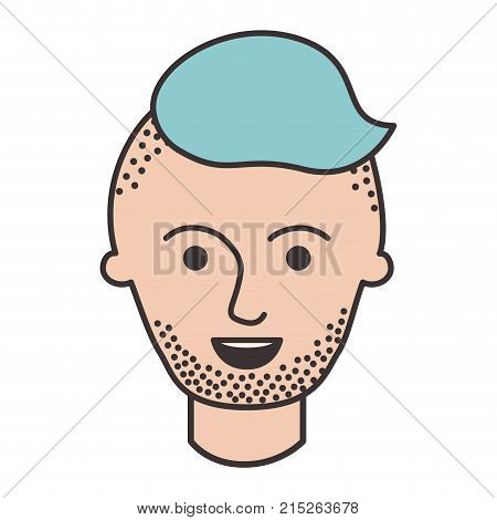 male face with high fade haircut and stubble beard in colorful silhouette vector illustration