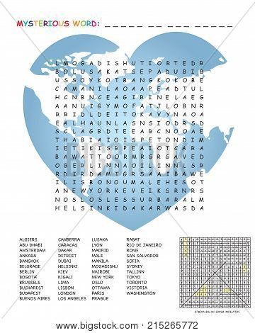 Game for children : crossword with city name