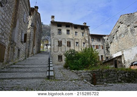 The hill village of Erto in Friuli Venezia Giulia north east Italy.