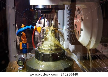 Cooling Parts With Oil On Cnc Machine