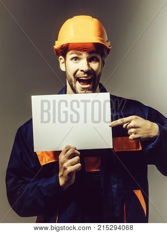 Excited Man Keeps Blank Paper