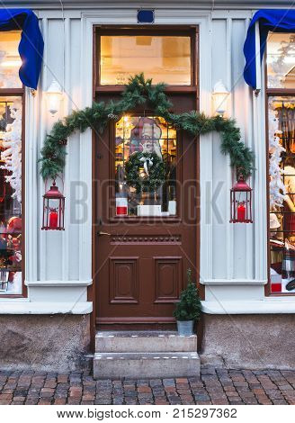 Houses with christmas decoration in Gothenbur, Sweden