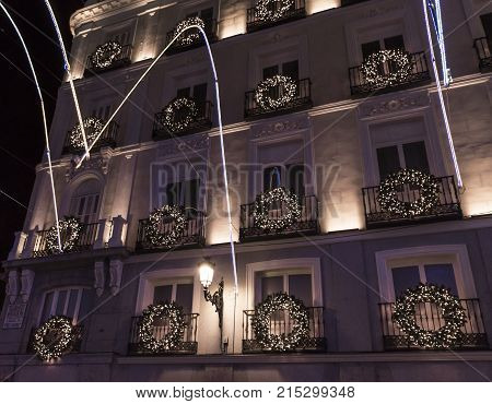 Christmas Lights In The Street Preciados Of The City Of Madrid In The Year 2017