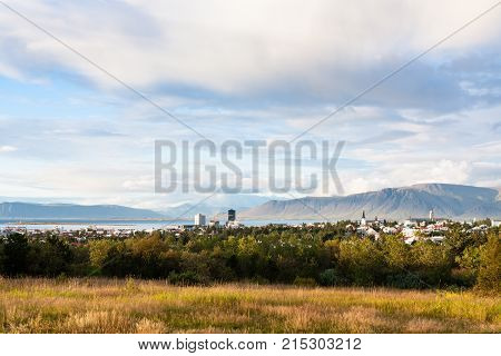 View Of Reykjavik City In September Evening