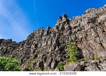 Rocks Of Almannagja Fault In Thingvellir Park