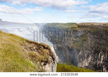Gullfoss In Canyon Of Olfusa River In Autumn