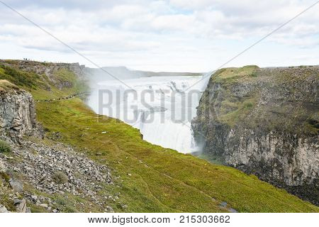 Icelandic Landscape With Gullfoss Waterfall