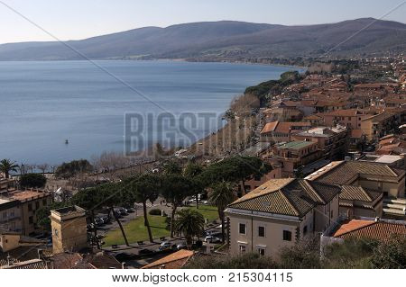 view of trevignano romano, on the lake of bracciano province of roma, lazio, italy