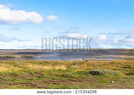 Blue Sky Over Canyon Of Olfusa River In Iceland