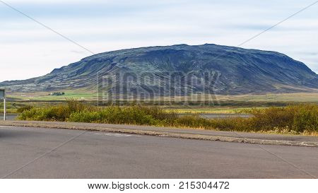 Biskupstungnabraut Road Near Kerid Lake In Iceland