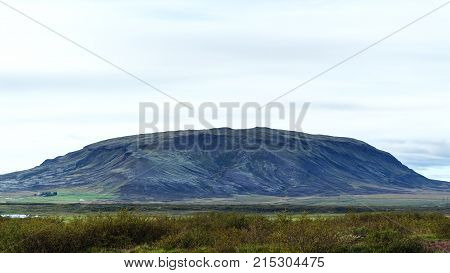Icelandic Landscape With Hill In September Evening