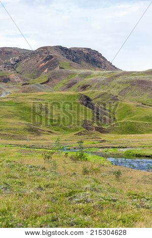 Hill Slope In Hveragerdi Hot Spring River Trail