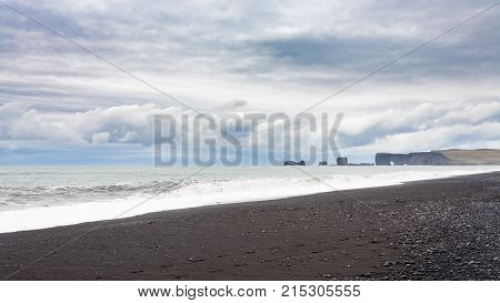 Reynisfjara Beach And View Of Dyrholaey Promontory