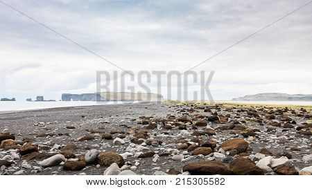 Surface Of Reynisfjara Beach And Dyrholaey Cape