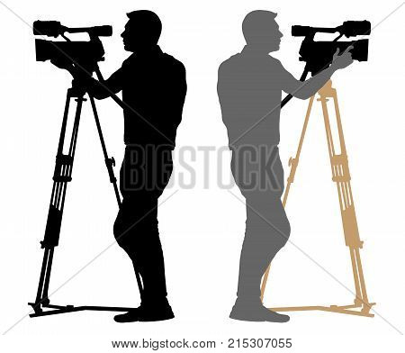 Cameraman silhouette on white background , vector
