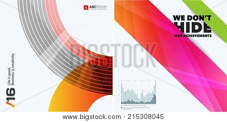 Abstract vector design elements for graphic layout. Modern business template with olourful round circle blend effect, abstract lines, decoration, joy, party, celebration, anniversary on background.