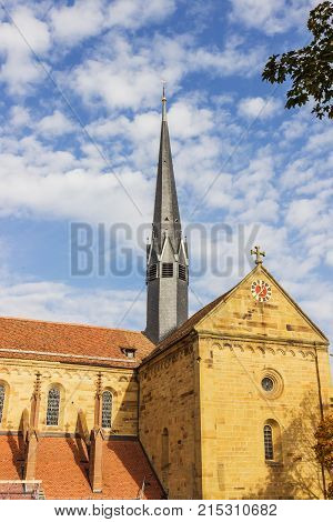 Maulbronn, Germany - oktober 19, 2017 Monastery Maulbronn from outside at a partly cloudy day