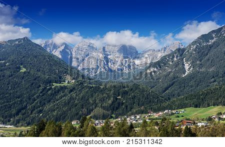 Mountains valley and peaks landscape natural environment. Hiking in the alps. Tirol Austria Europe