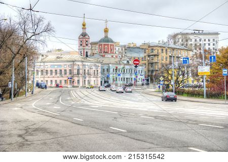 MOSCOW RUSSIA - November 04.2017: Ust'inskiy proyezd and Ustyinsky Square